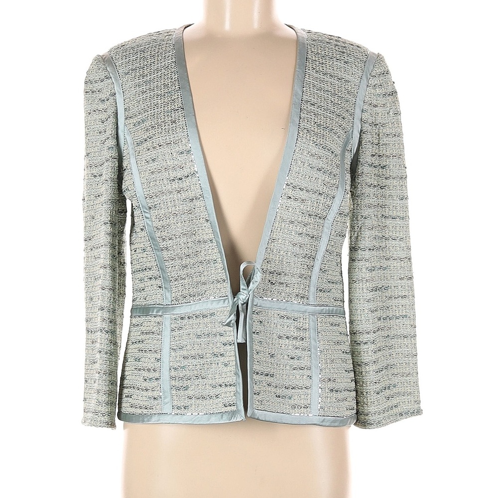 {St. John} blue tie front blazer woven size 8